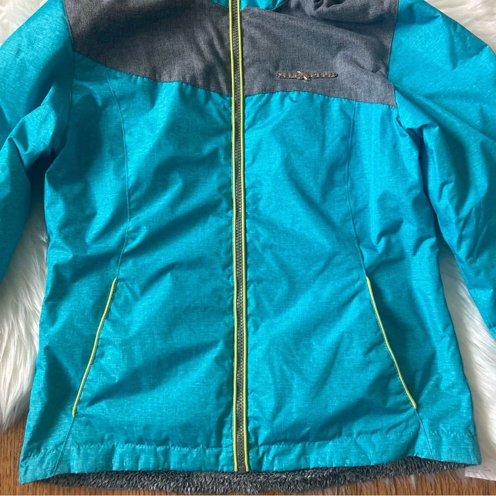 ZeroXposur Zip Up Hooded Jacket Blue Grey Girl Size 10/12